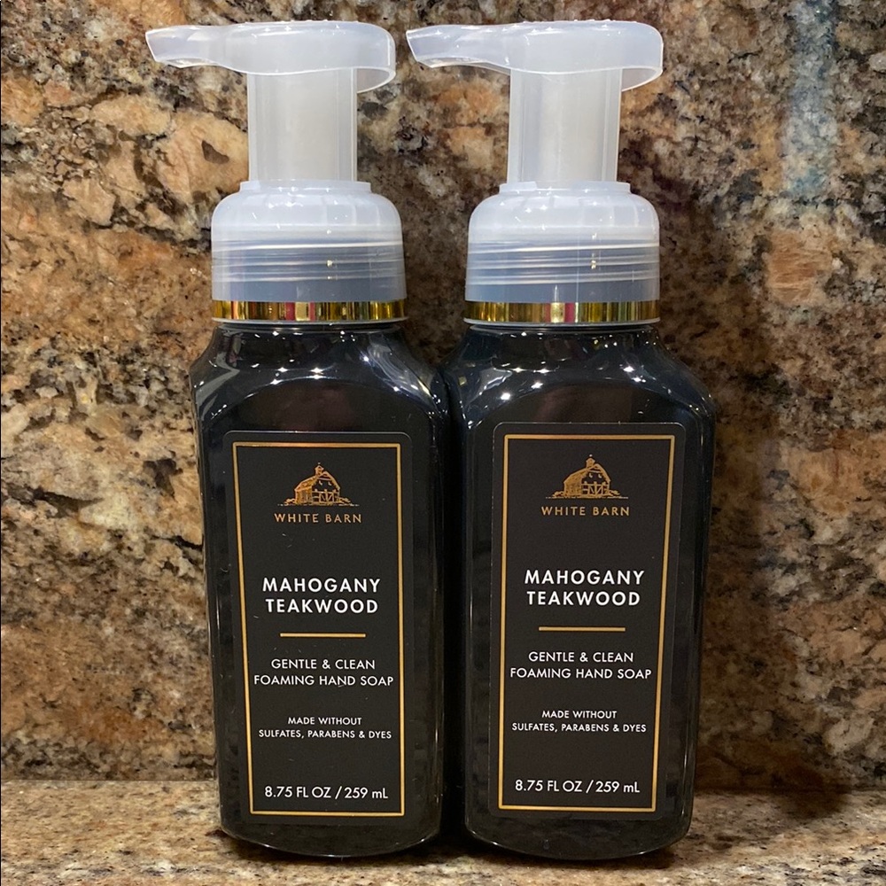 Two (2) “MAHOGANY TEAKWOOD” BBW 8.75 fl oz Gentle & Clean Foaming Hand Soap, NWT